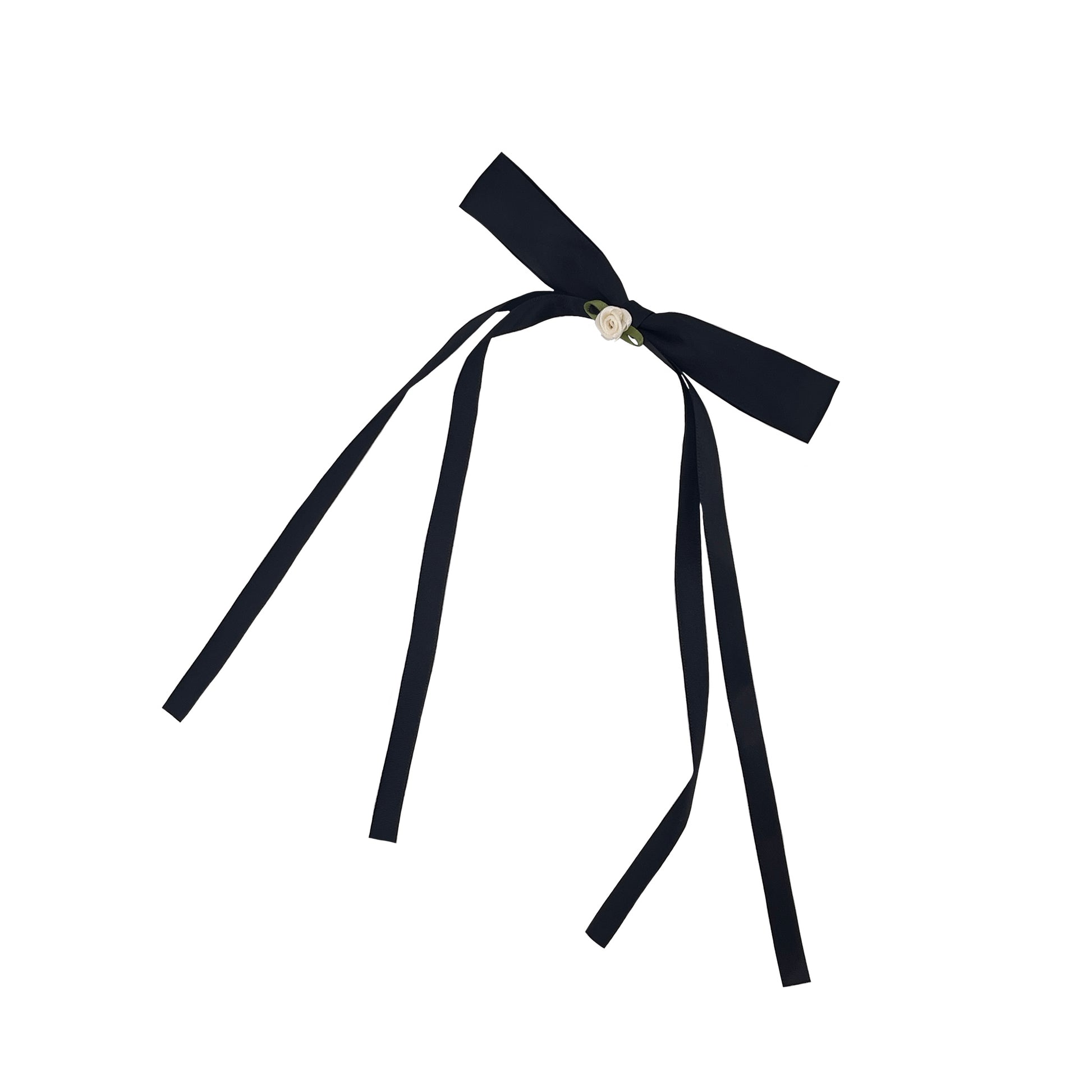 Black Bow with White Rose