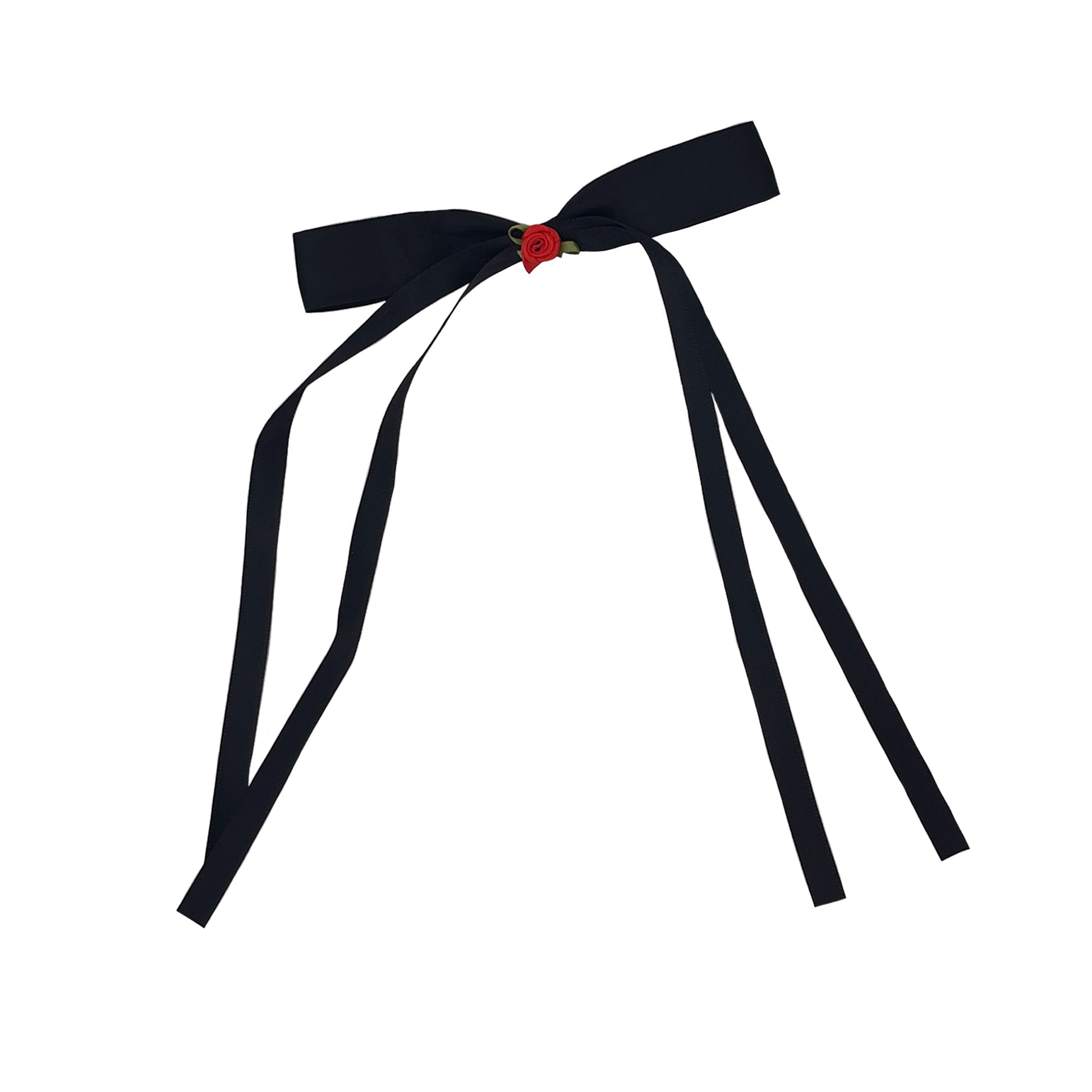 Black Bow with Red Rose