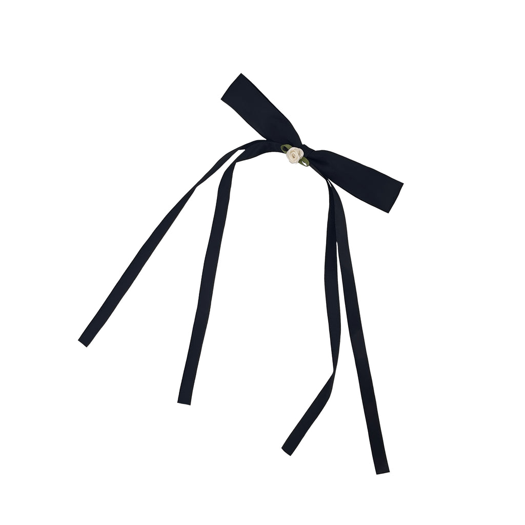 Black Bow with White Rose