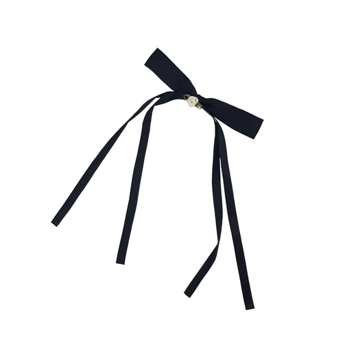 Black Bow with White Rose