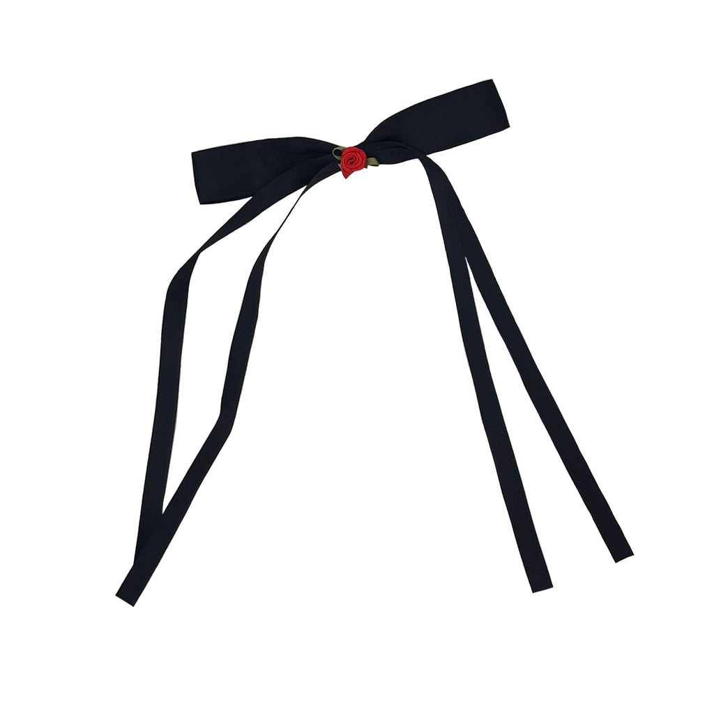 Black Bow with Red Rose