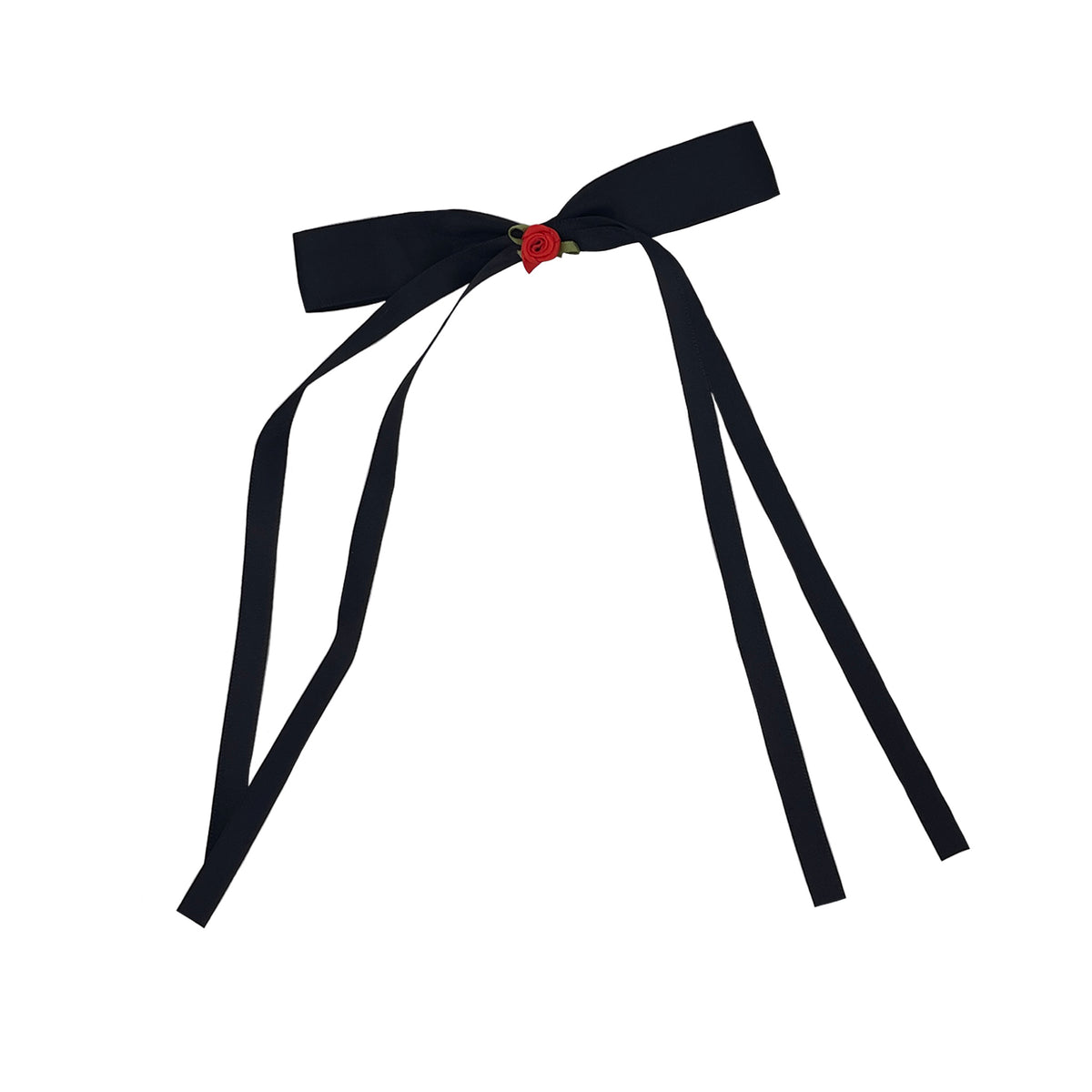 Black Bow with Red Rose