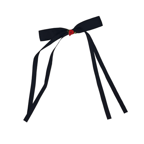 Black Bow with Red Rose
