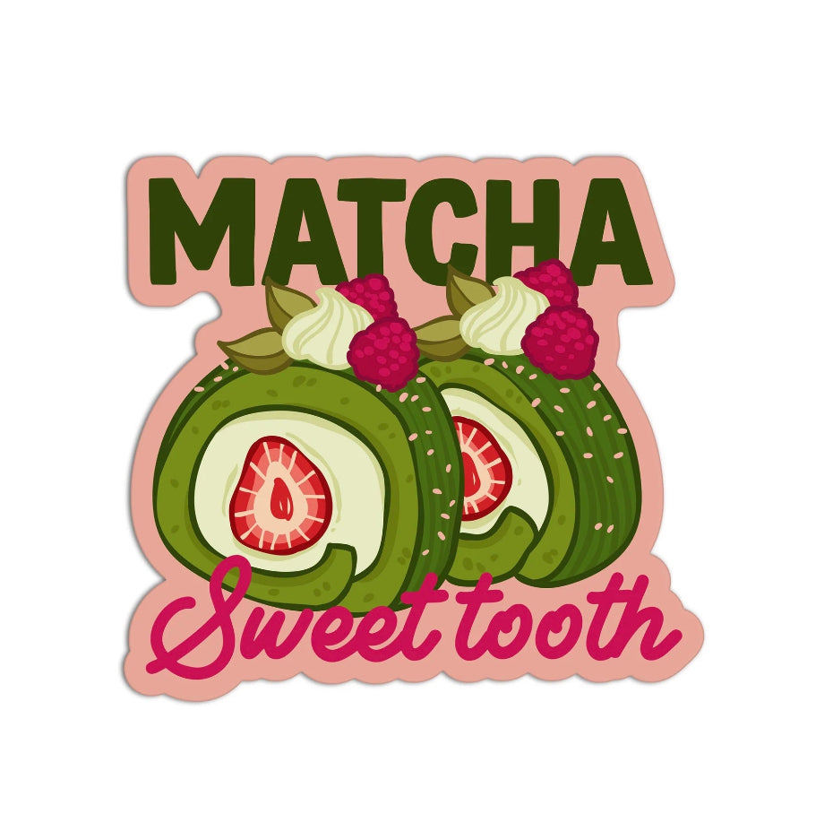 Matcha Strawberry Roll Sticker