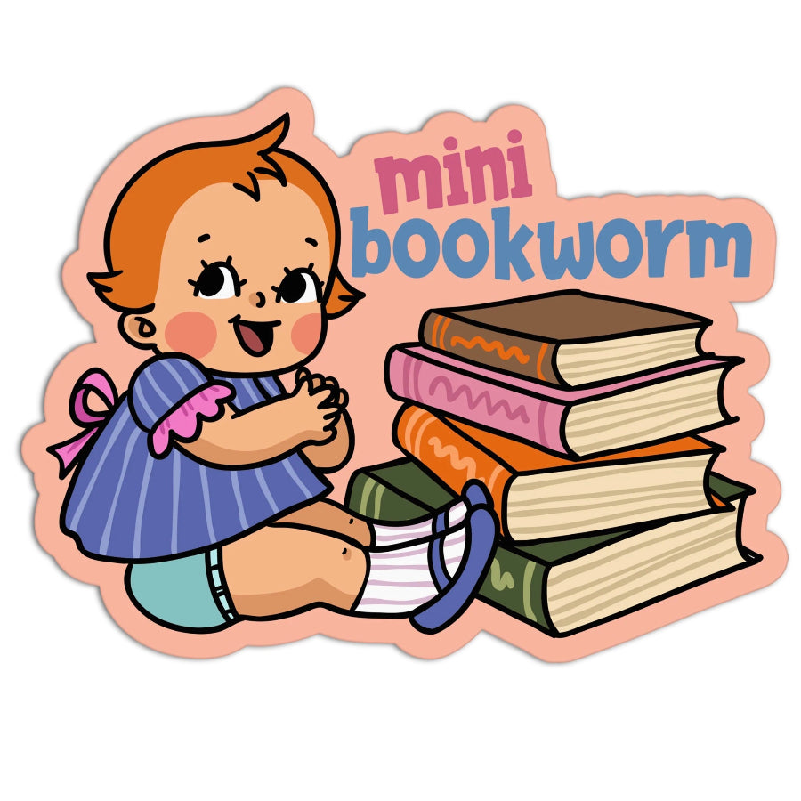 Mini Book worm Retro Baby sticker