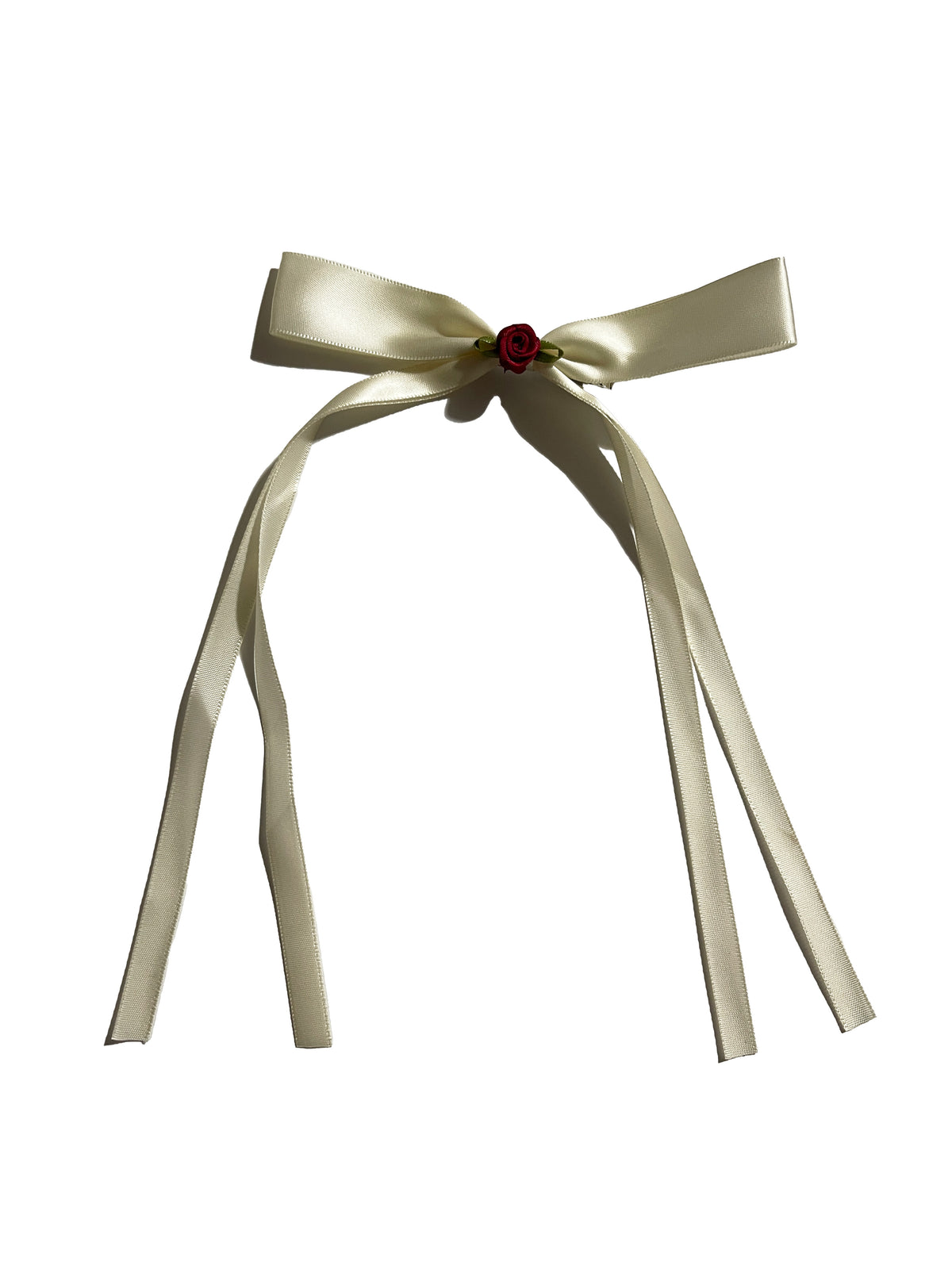 White Bow with Red Rose